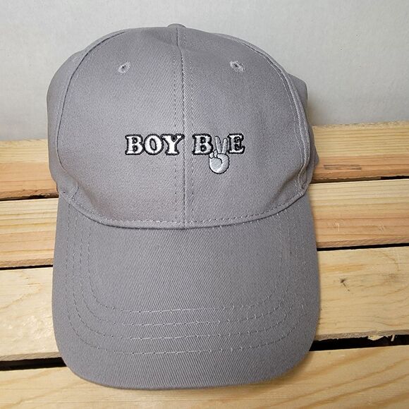 Charlotte Russe "Boy Bye" Embroidered Adjustable Ball Cap Grey - 100% cotton - Picture 1 of 7